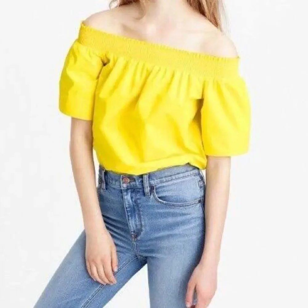 J crew off‎ shoulder yellow blouse